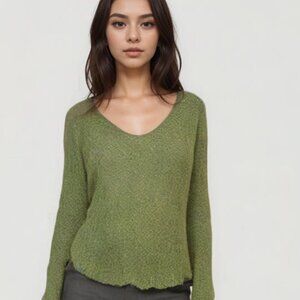 Banana Republic Olive Green Embroidered V-Neckline Pullover Long Sleeve